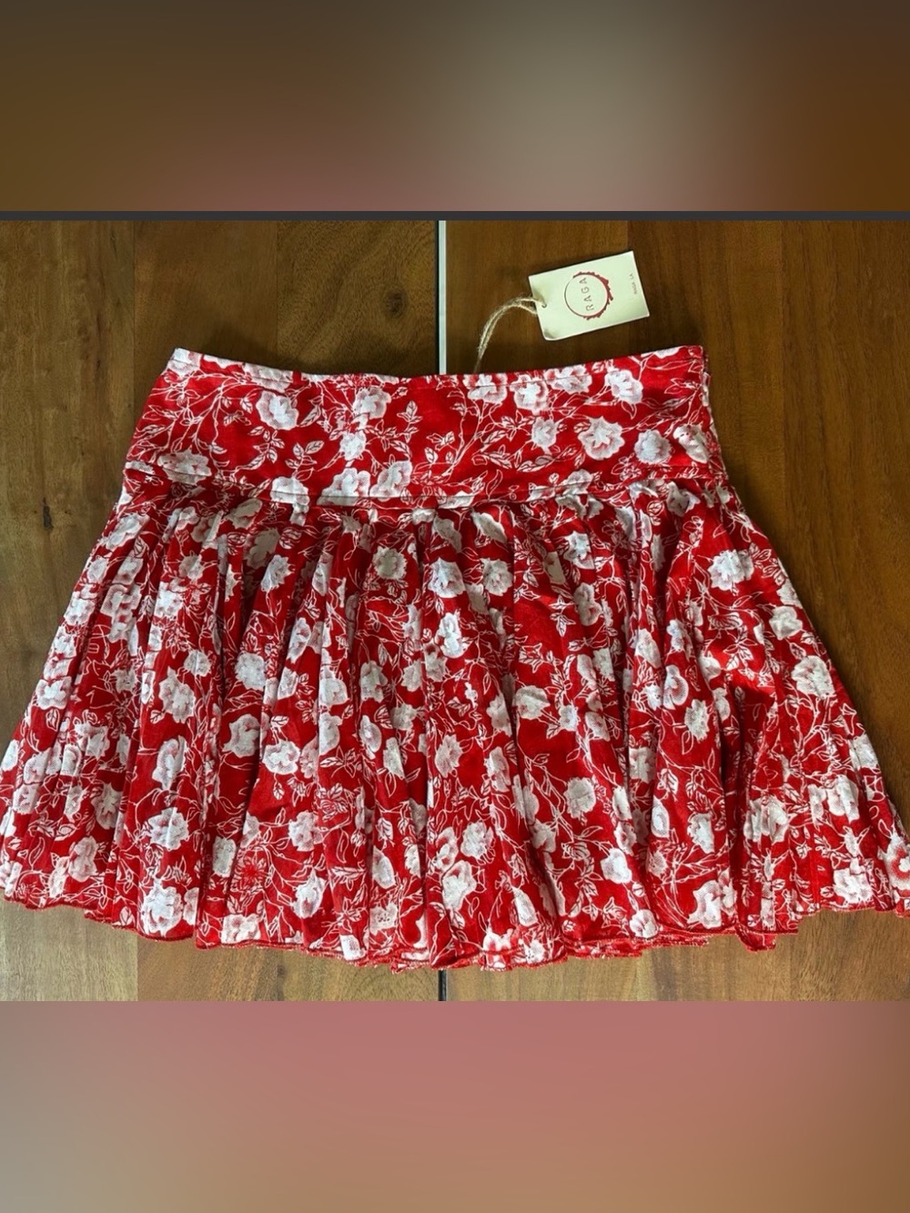 RAGA Red Floral Circle Skirt XS